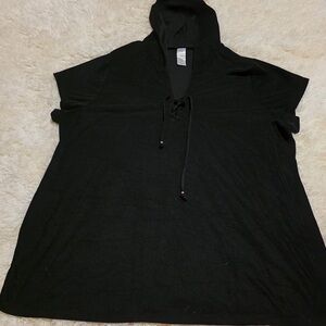 Time and Tru Women’s Size 3XL Black Hooded Swimsuit Cover Top NWT